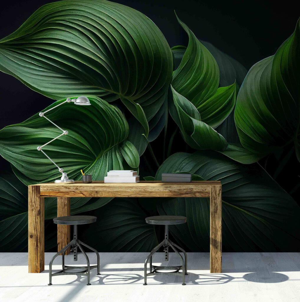 Shiny green leaf folds — interior 3