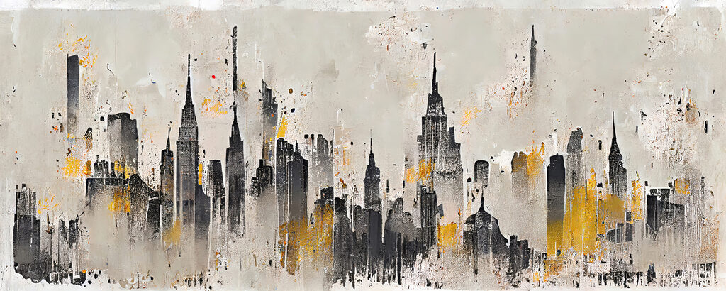 Skyline in grey ochre — full design