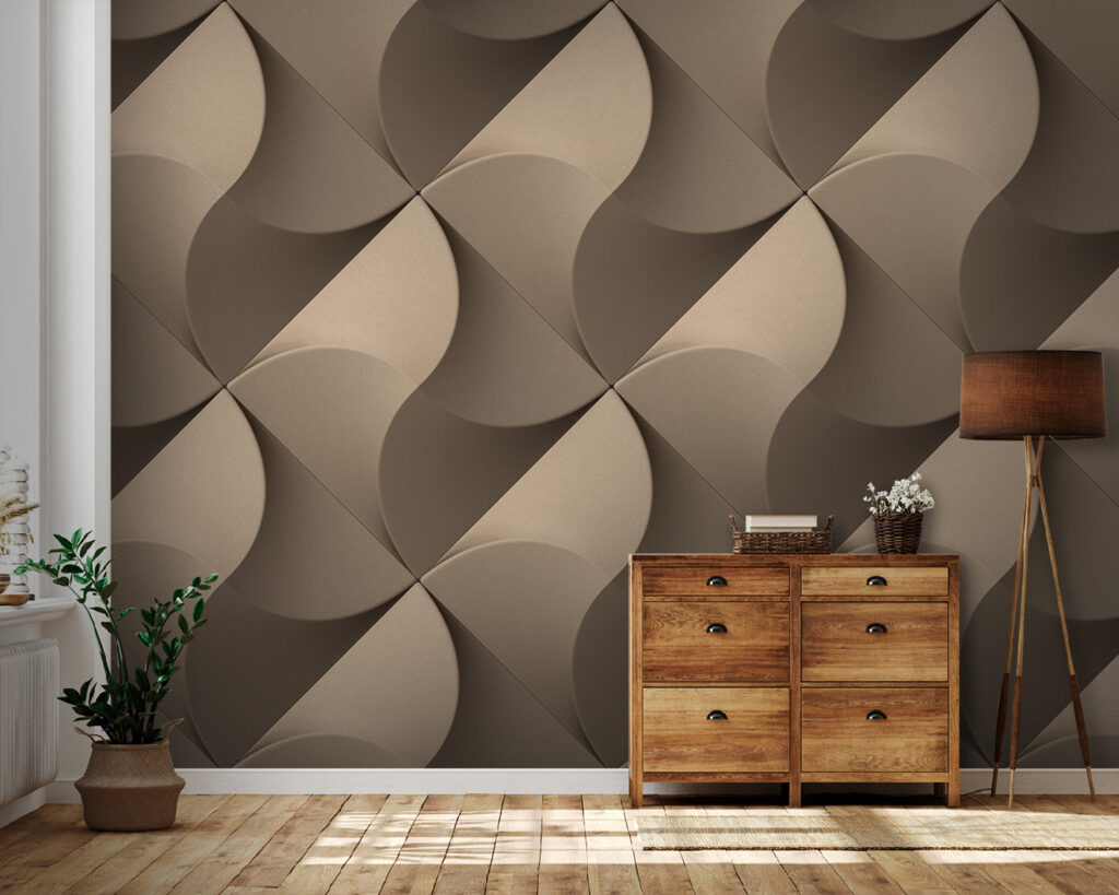 Folded leaves in taupe — interior 1