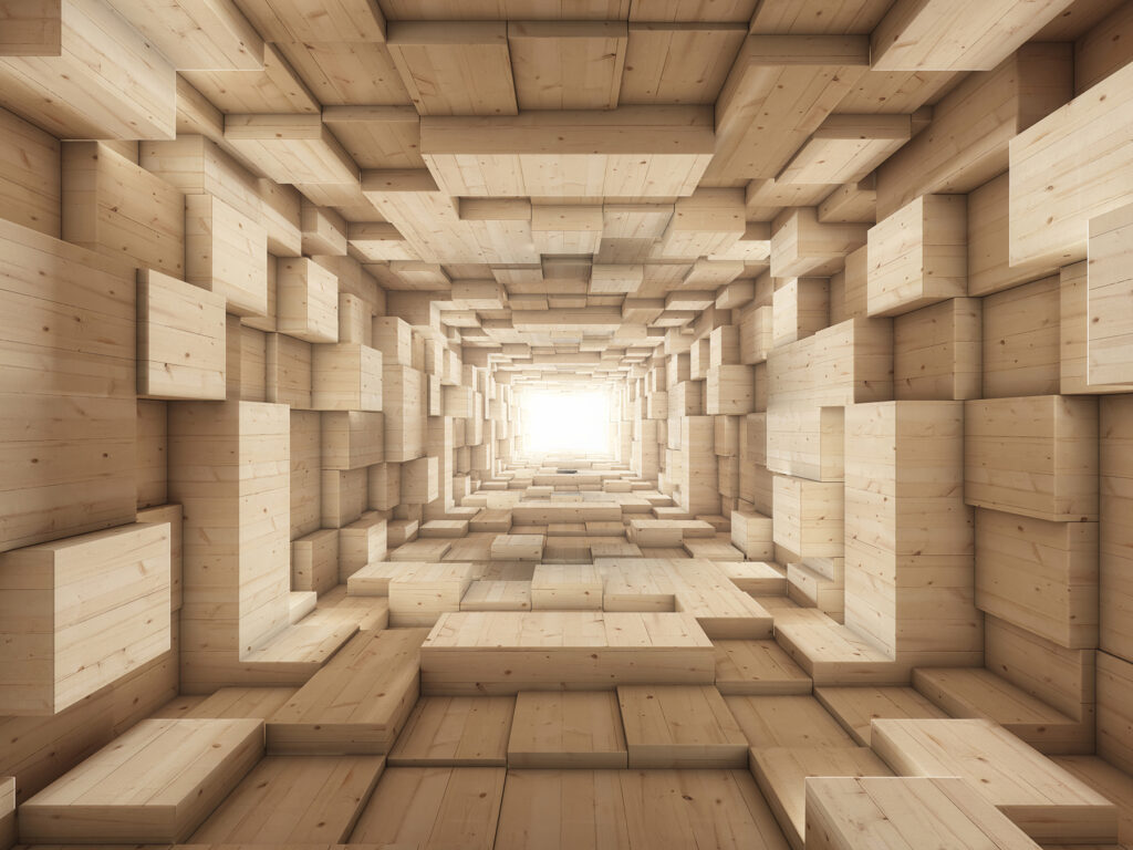 Wood-look block tunnel — full design