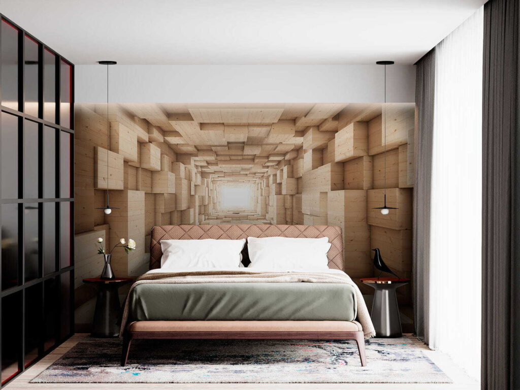 Wood-look block tunnel — interior 3