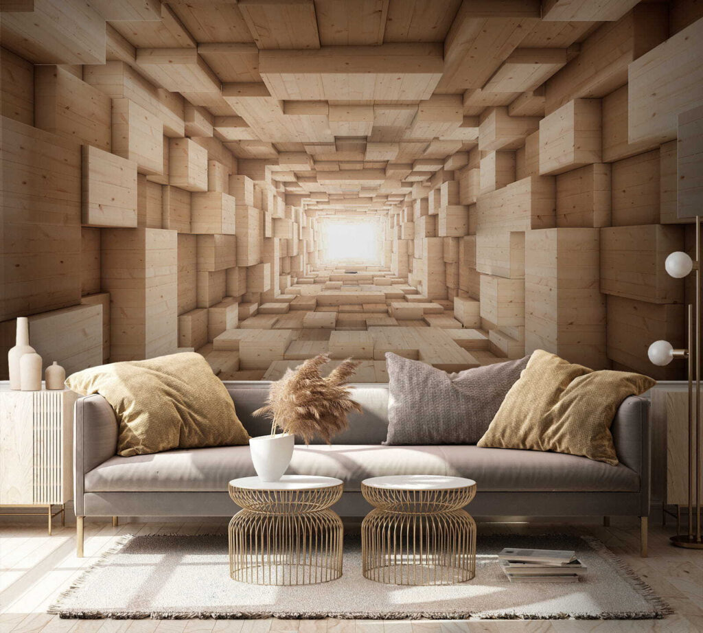 Wood-look block tunnel — interior 4