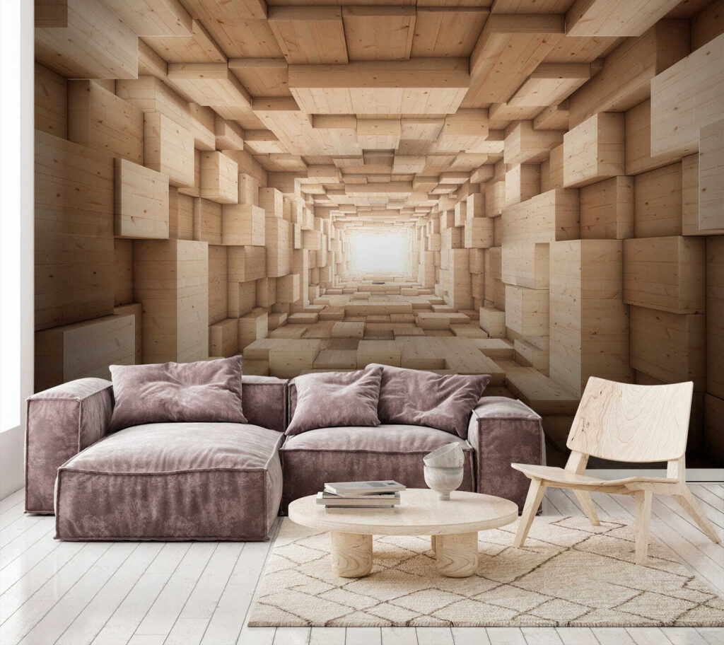 Wood-look block tunnel — interior 6