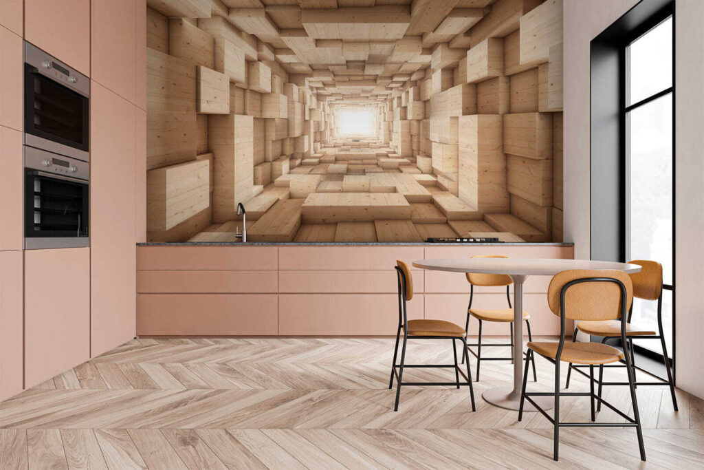 Wood-look block tunnel — interior 8