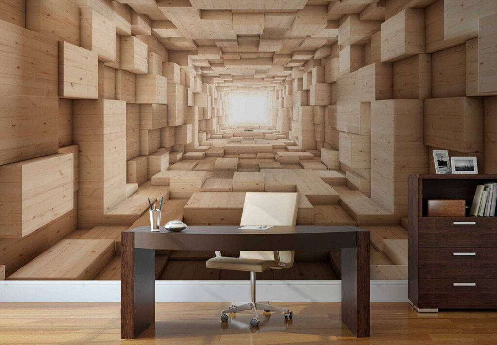 Wood-look block tunnel — interior 9