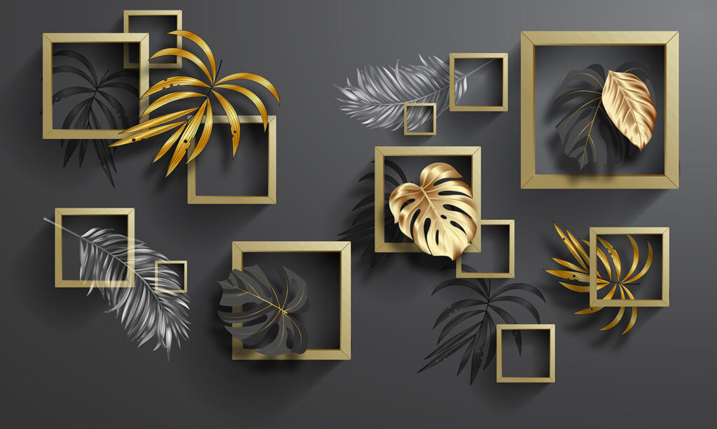 Leaves in gold frames — full design