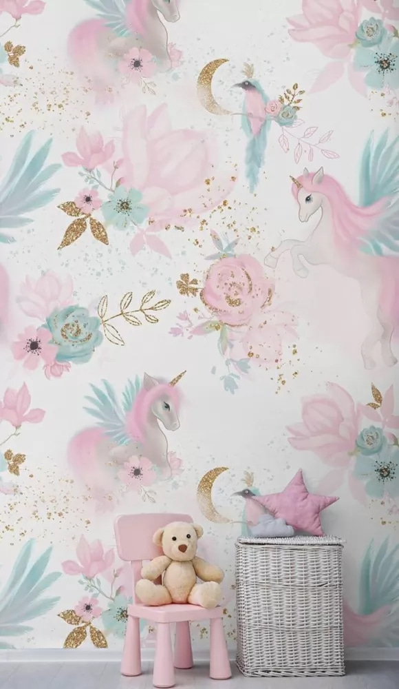 Unicorns among pastel flowers — interior 1