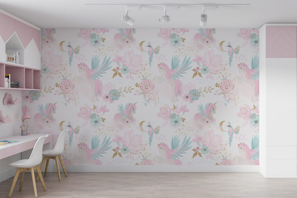 Unicorns among pastel flowers — interior 3