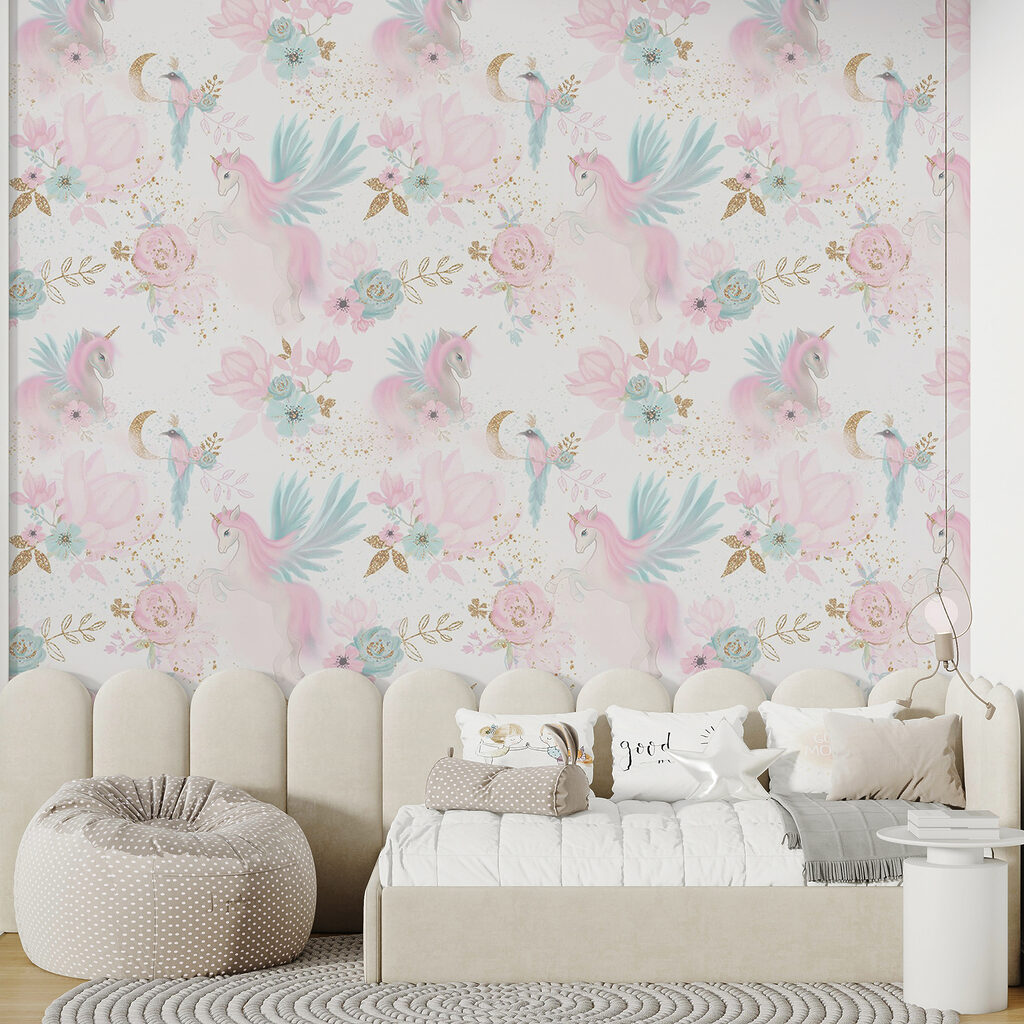 Unicorns among pastel flowers — interior 2