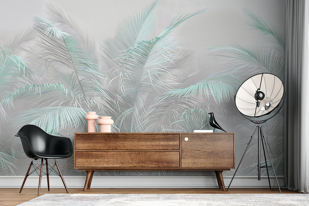 Turquoise palms in mist — interior 3