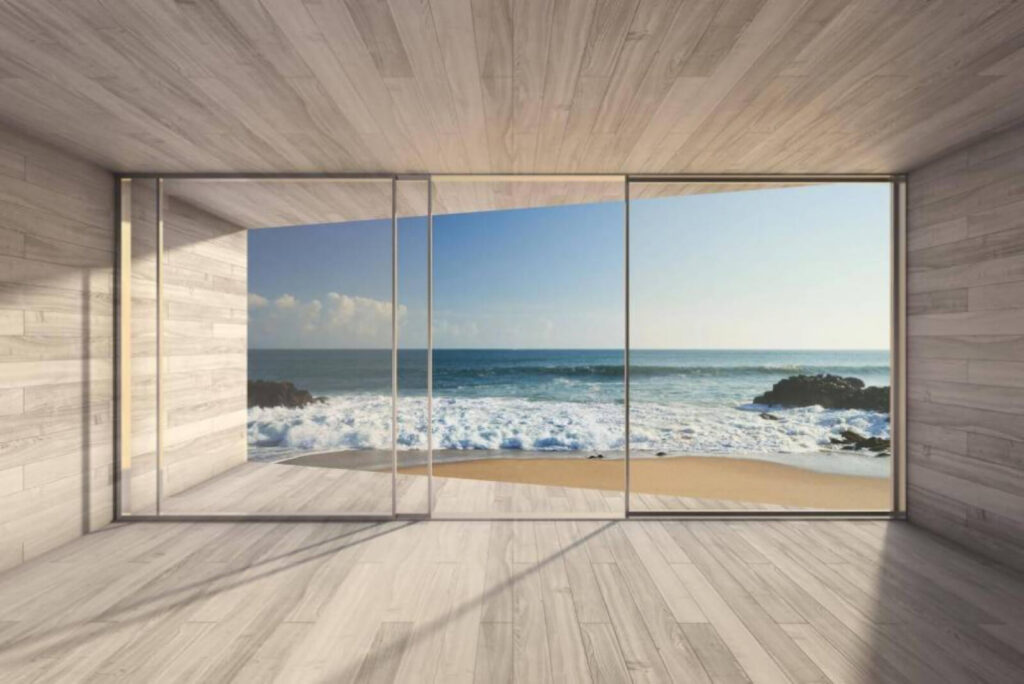 Sea seen through windows — full design