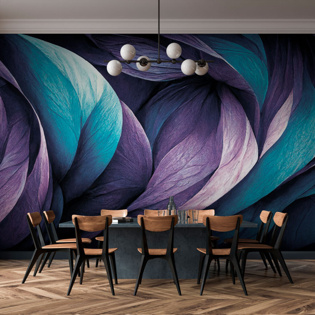 Purple and turquoise feathers — interior 1