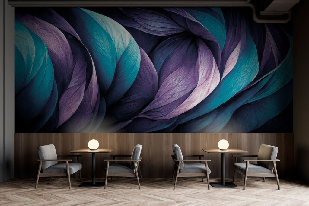 Purple and turquoise feathers — interior 3