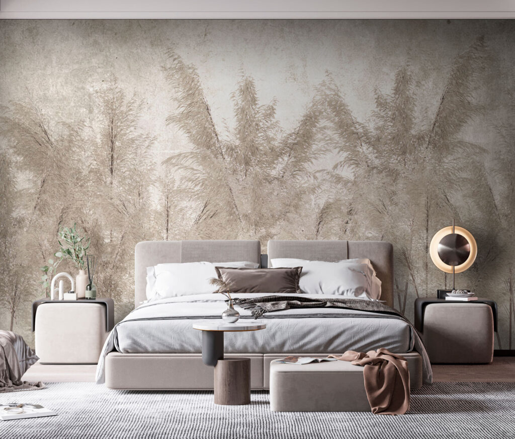 Feathery grass on plaster — interior 2