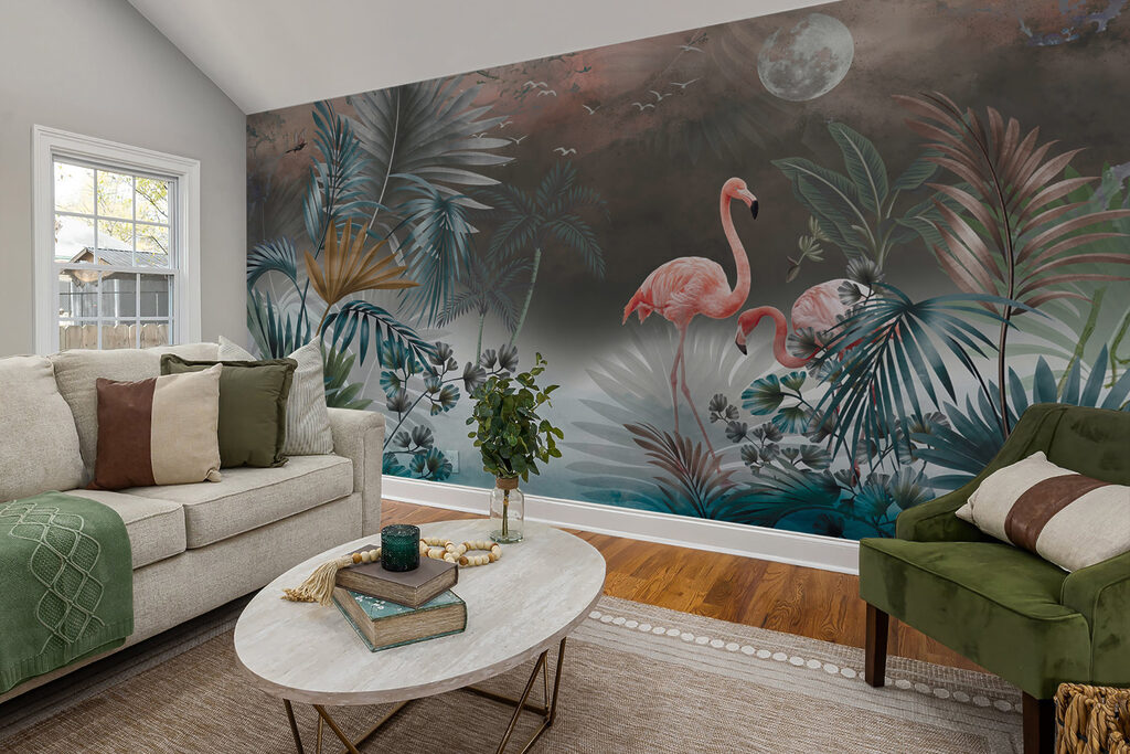 Flamingos by moonlit water — interior 4