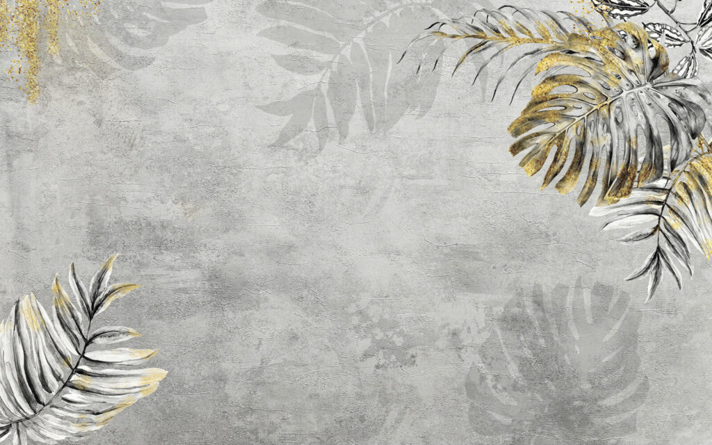 Palm leaves in grey — full design