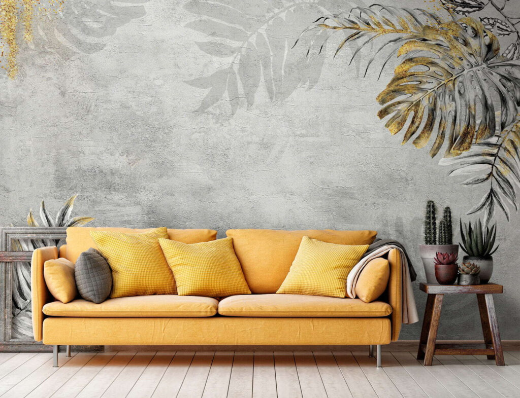 Palm leaves in grey — interior 3