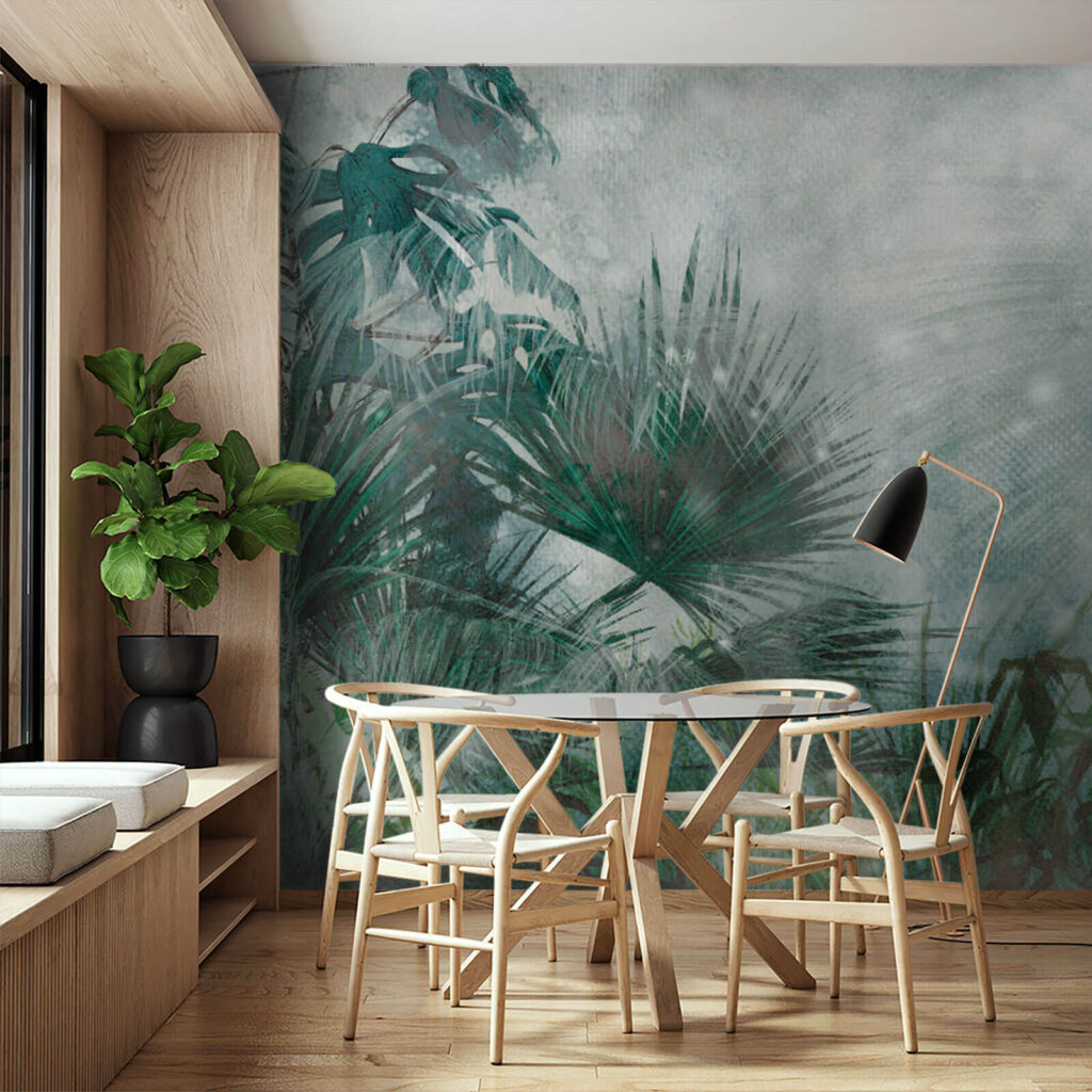 Jungle leaves in mist — interior 1