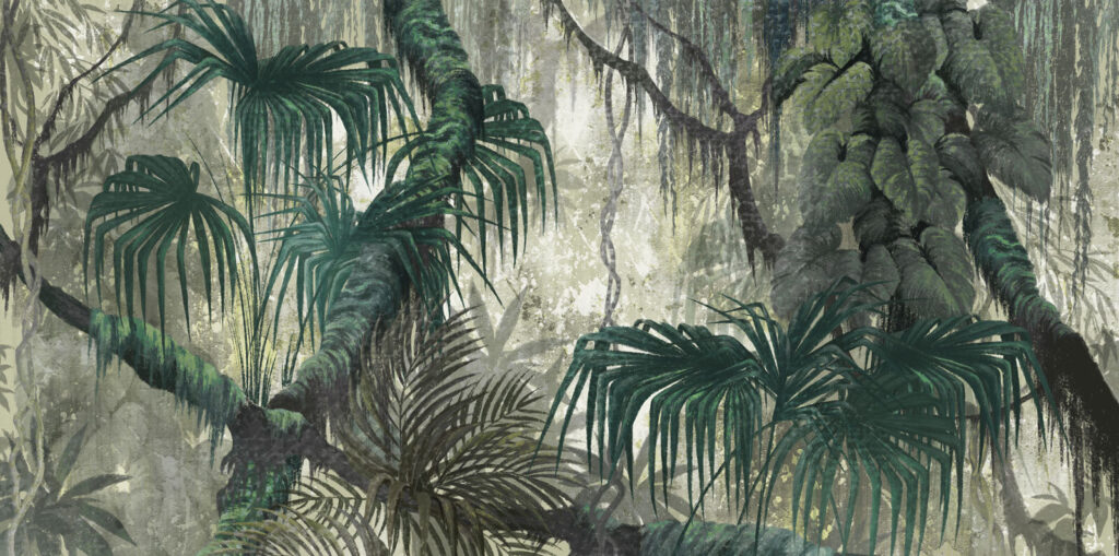 Palms on weathered paint — full design