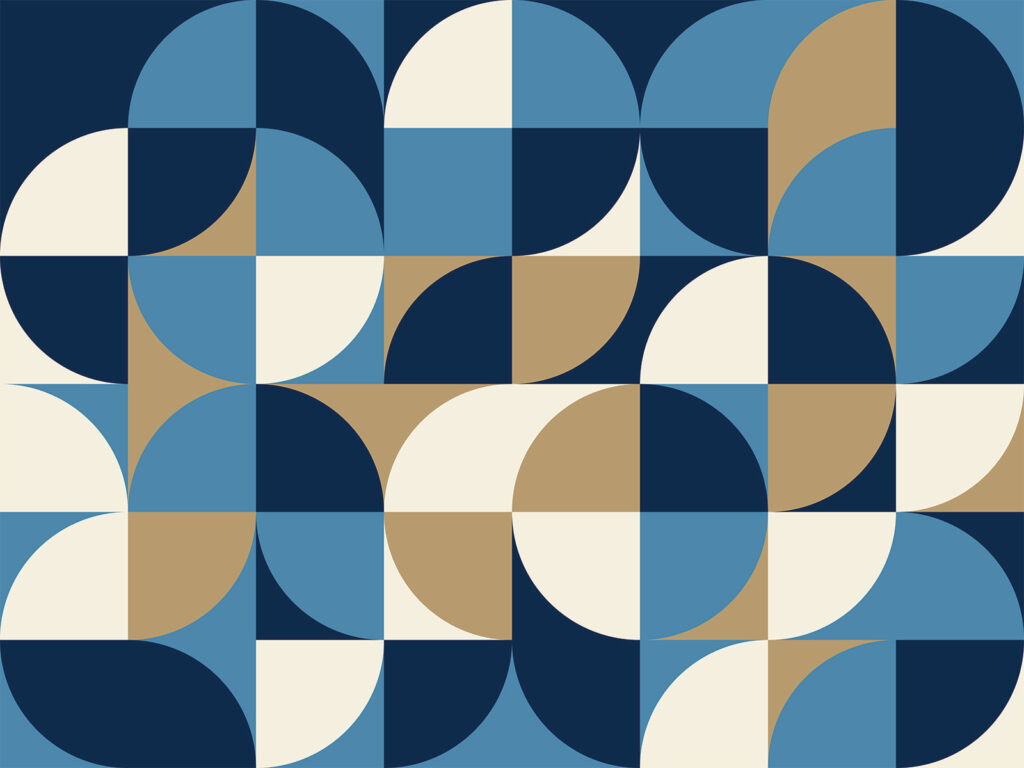 Quarter circles in ochre — full design