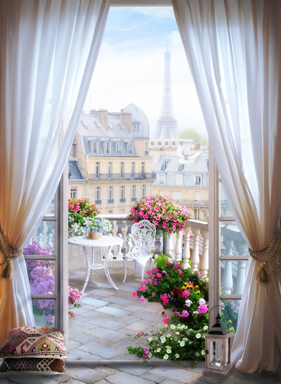 Paris behind white curtains — full design