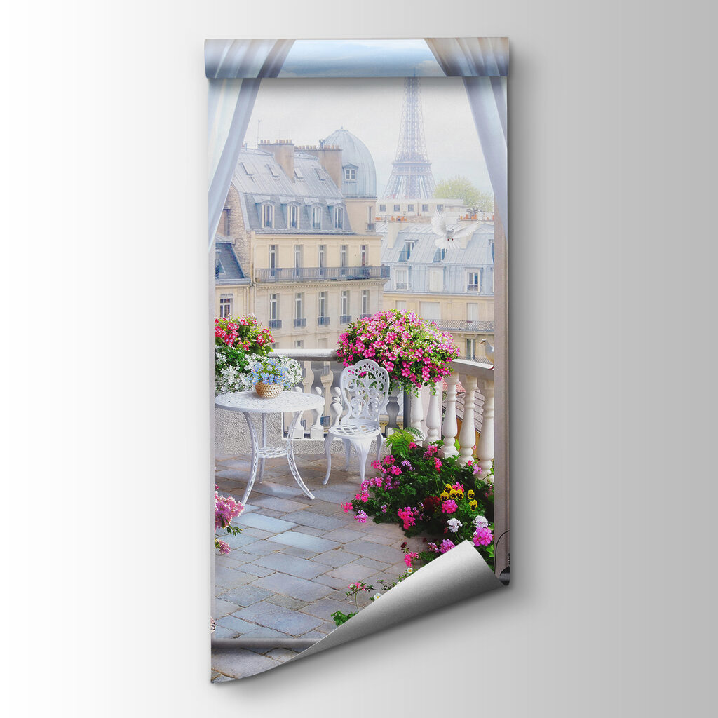 Paris behind white curtains — product view
