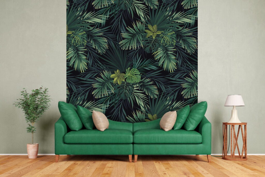 Night blue palm leaves — interior 2