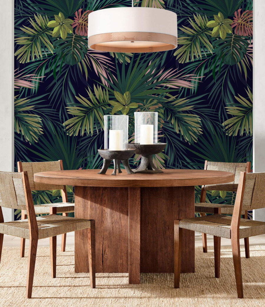 Night blue palm leaves — interior 3