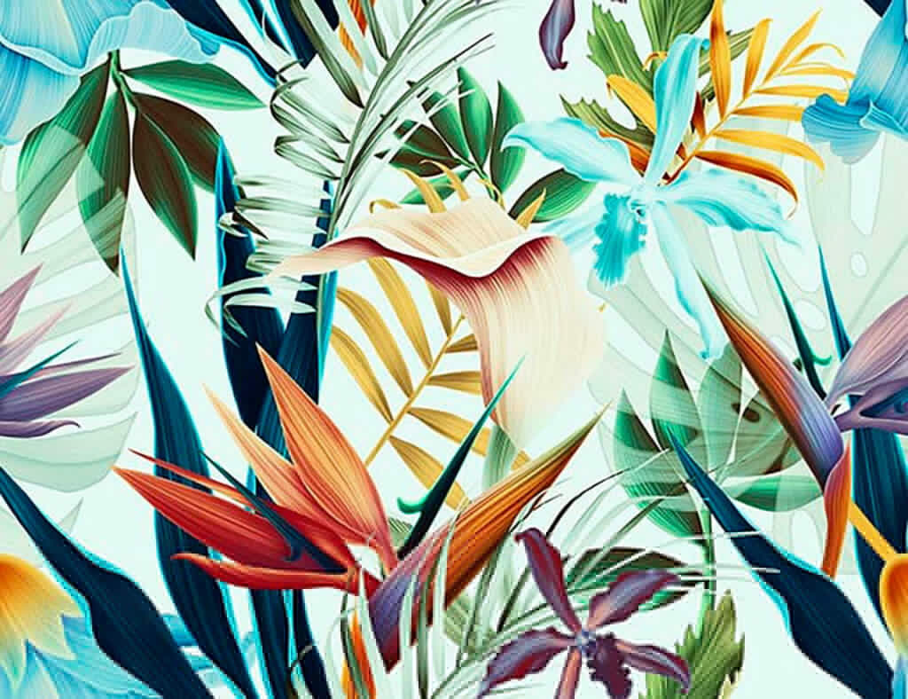 Bright tropical leaves — full design