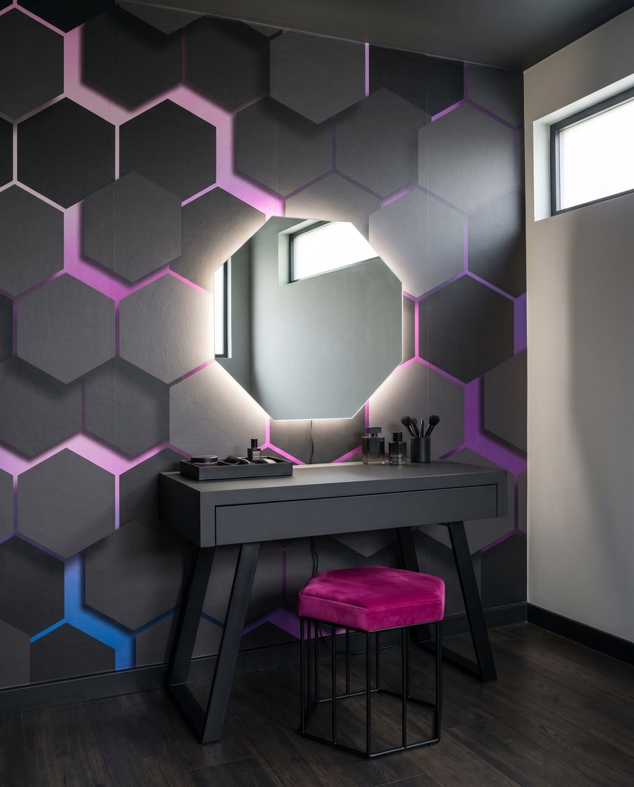 Dark hexagons with light — interior 2