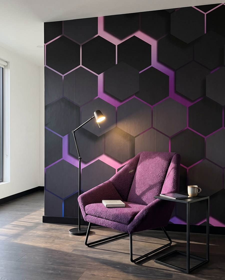Dark hexagons with light — interior 5