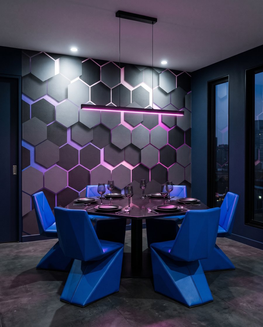 Dark hexagons with light — interior 7