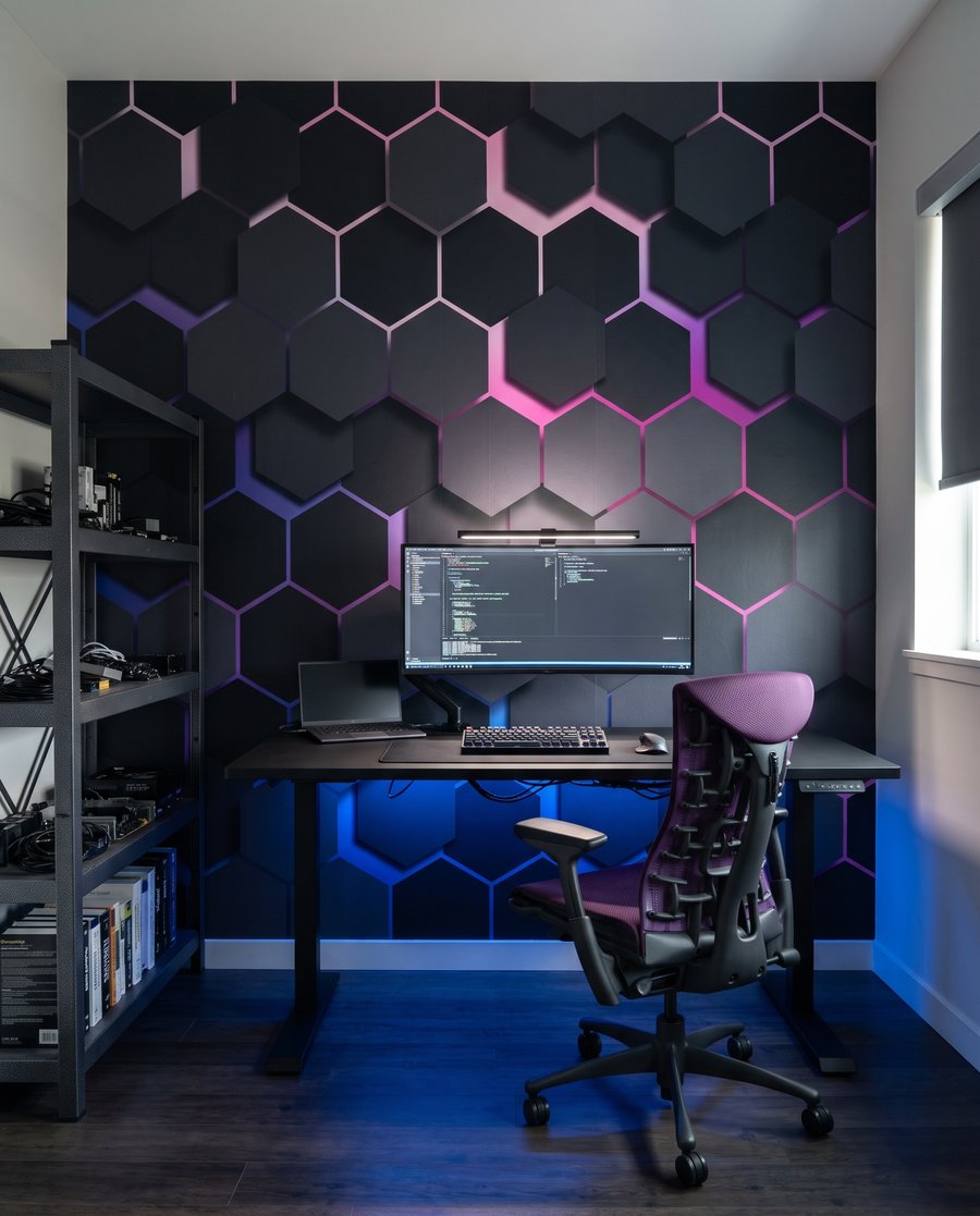 Dark hexagons with light — interior 9