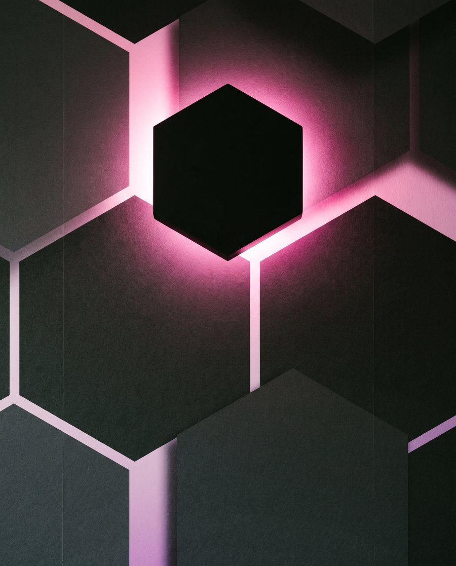 Dark hexagons with light — detail