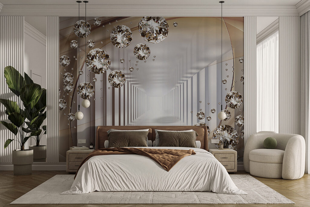 Golden corridor with orbs — interior 2