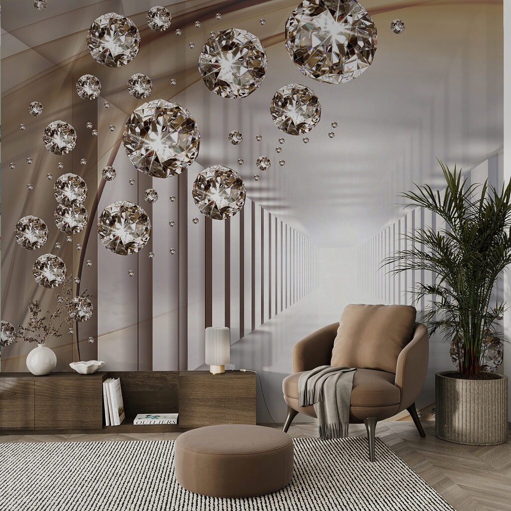 Golden corridor with orbs — interior 1