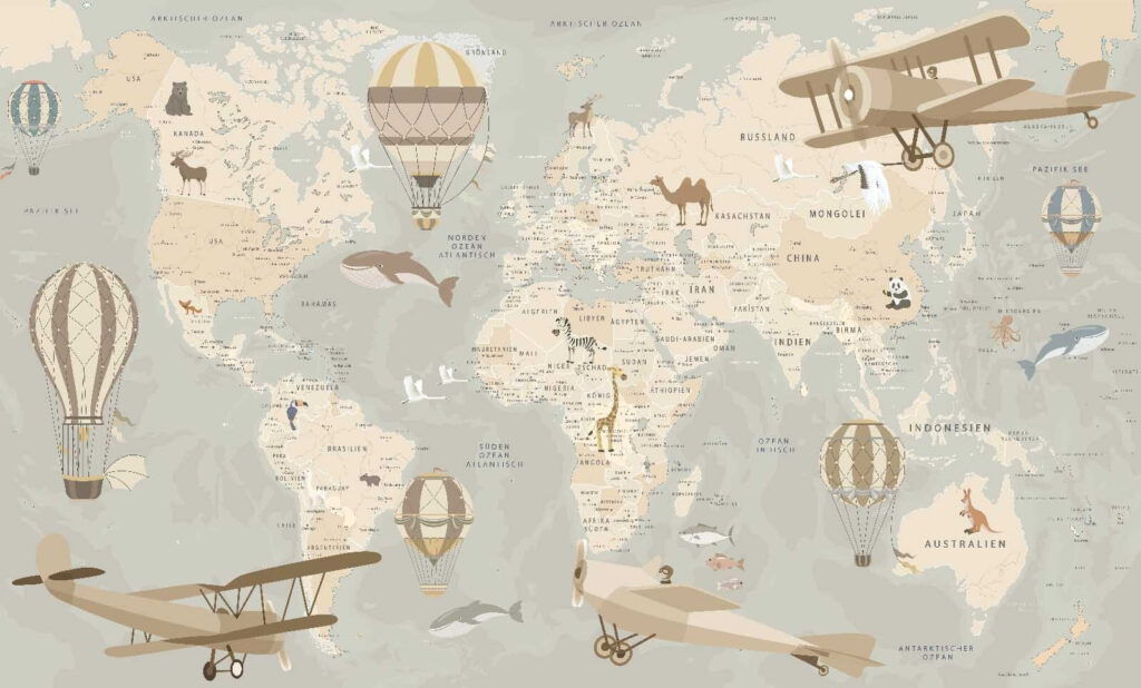 Air journeys above map — full design