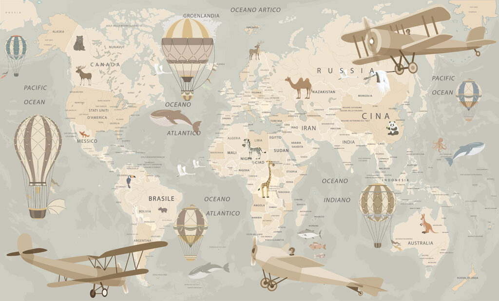 Old planes above map — full design