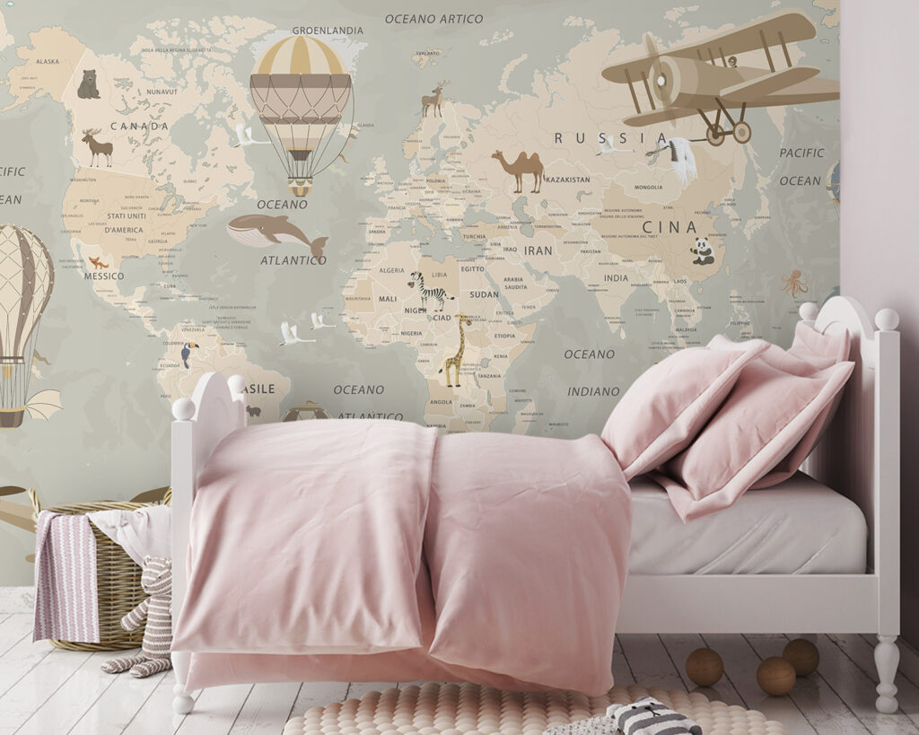 Old planes above map — interior 2