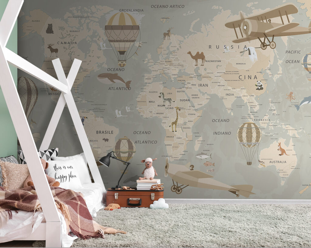 Old planes above map — interior 3