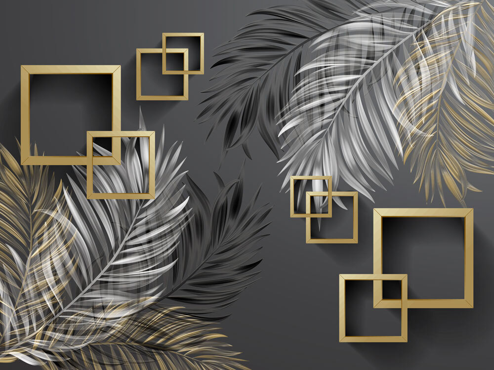 Leaves beside gold squares — full design
