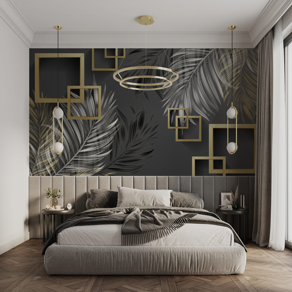 Leaves beside gold squares — interior 2