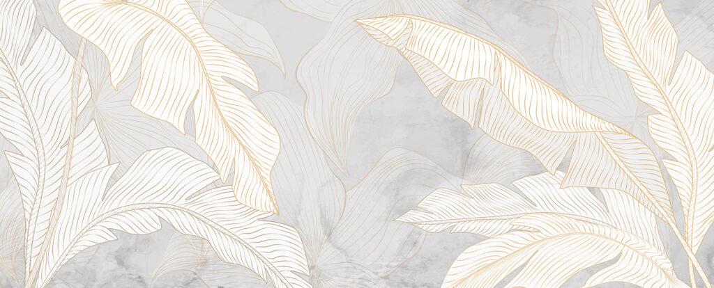 White leaves, gold lines — full design
