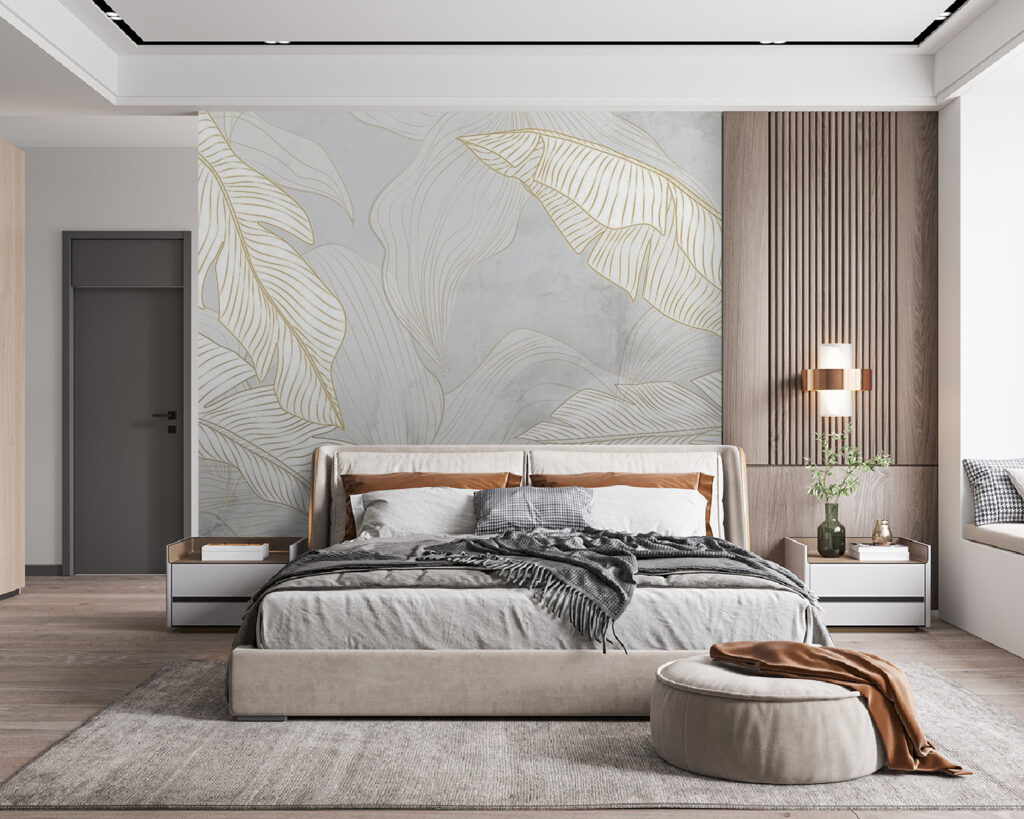 White leaves, gold lines — interior 3