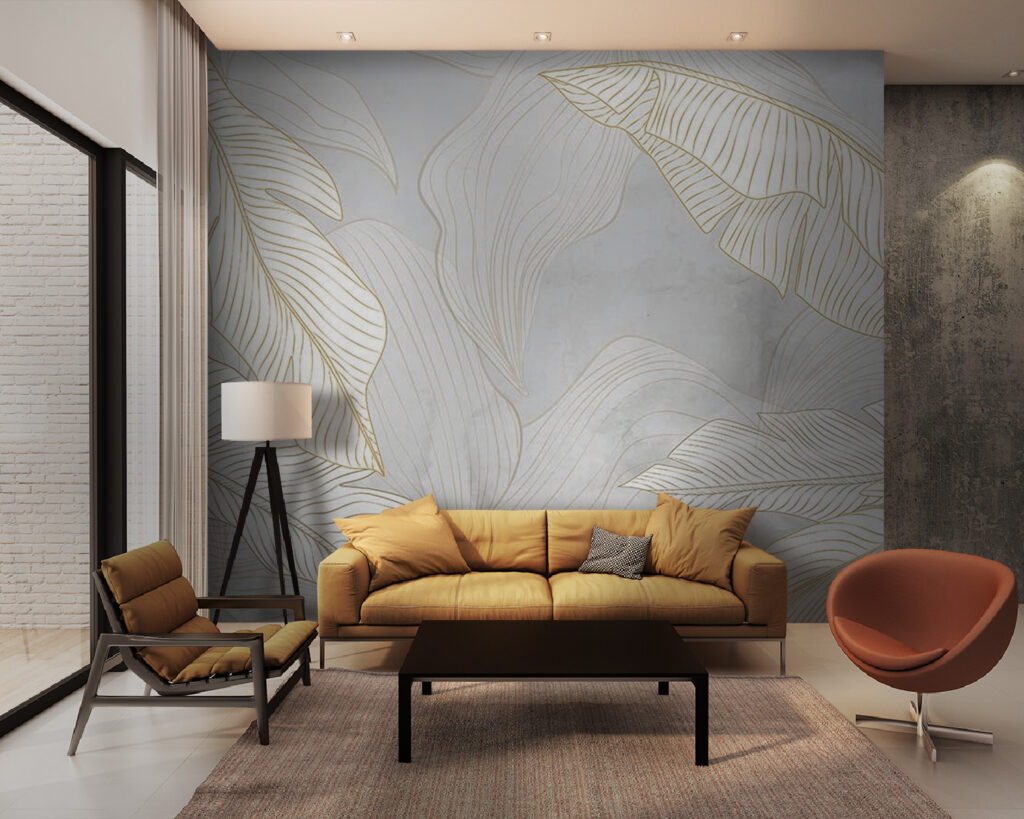 White leaves, gold lines — interior 5