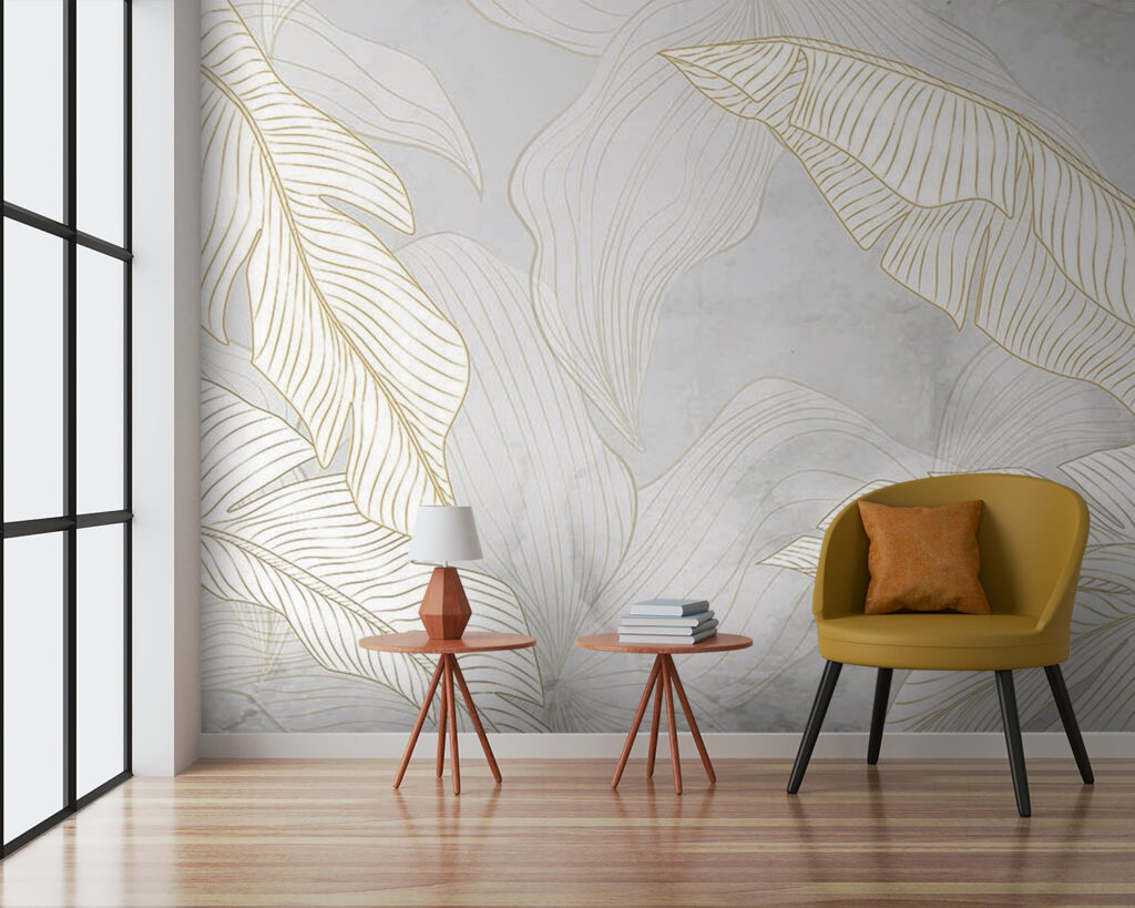 White leaves, gold lines — interior 6