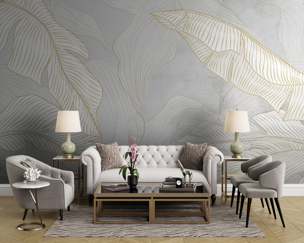 White leaves, gold lines — interior 8