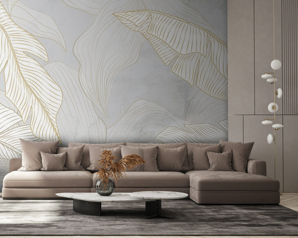 White leaves, gold lines — interior 9