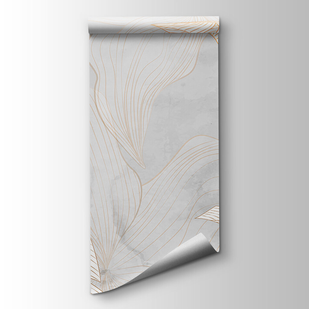 White leaves, gold lines — product view