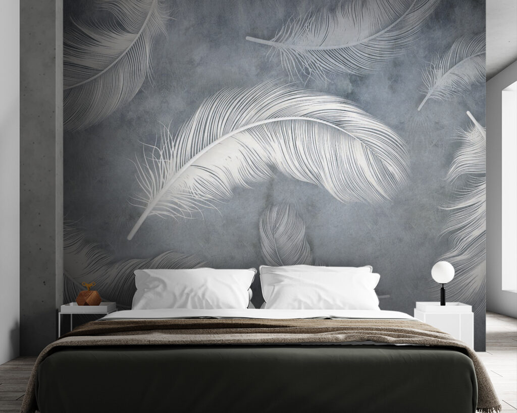 White feathers in mist — interior 2